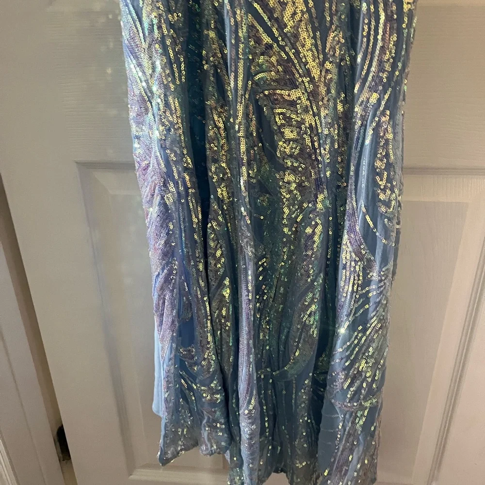 Sky blue iridescent prom dress / formal dress was used for 4 hours. No tags - Picture 3 of 10